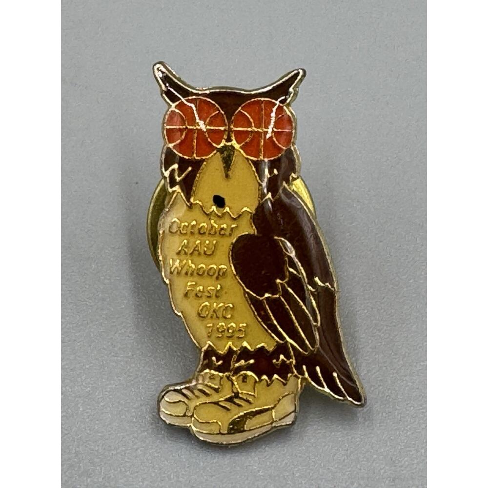 Vintage 1995 Owl Shaped AAU Whoop Fest OKC Lapel Pin